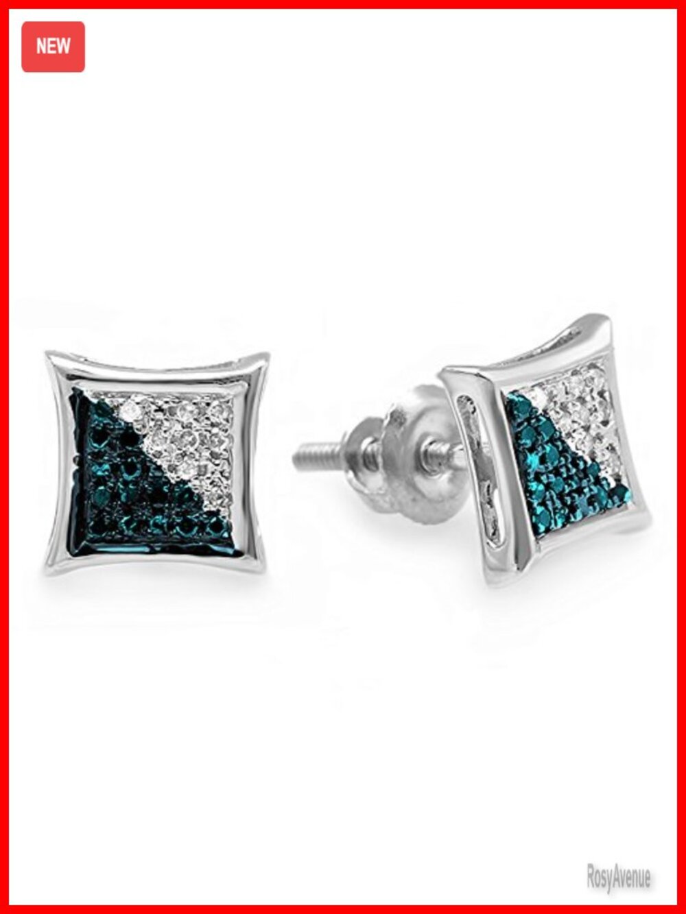 Sterling Silver Real Diamond Stud Earrings Unisex Screw Back